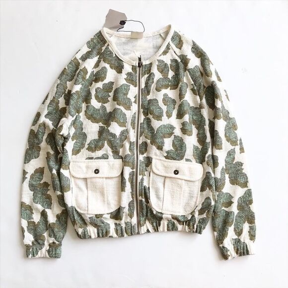 Zara Girls NWT leaf print bomber jacket 11-12Y - Picture 2 of 5